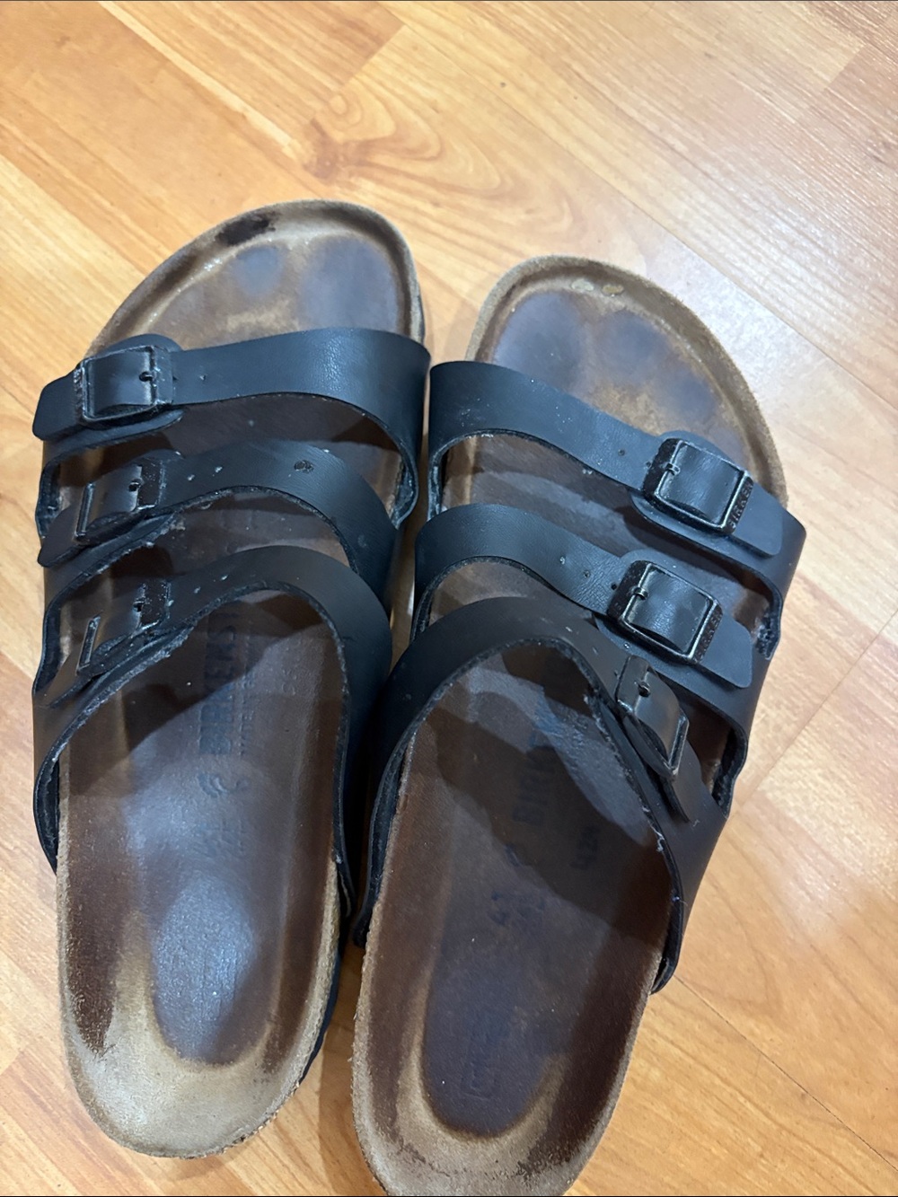 Birkenstock Black Triple-Strap Cork Footbed Sandals